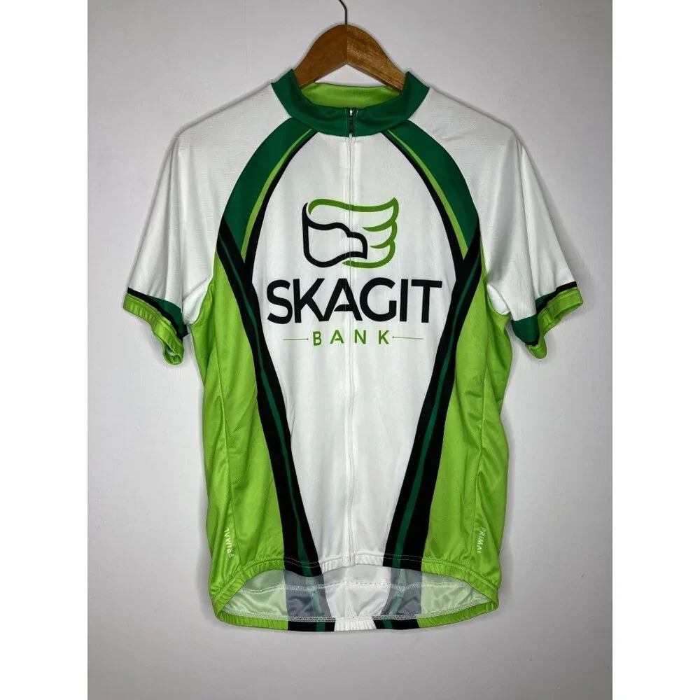 Primal Men's XL Skagit Bank Cycling Jersey Green White
